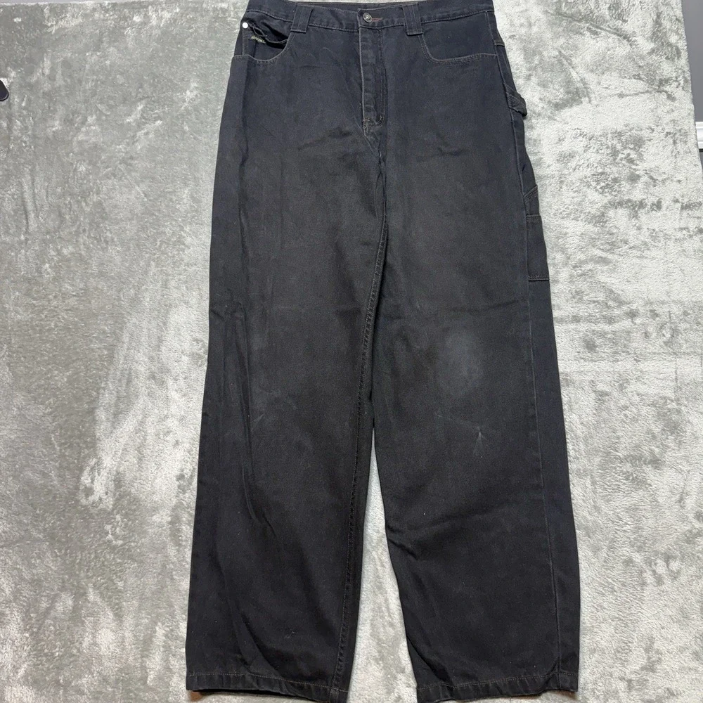 VTG Forty Eight Denim Co Tech Wear Pants Mens 34x34 Black Wide Leg Skate Y2K 90s